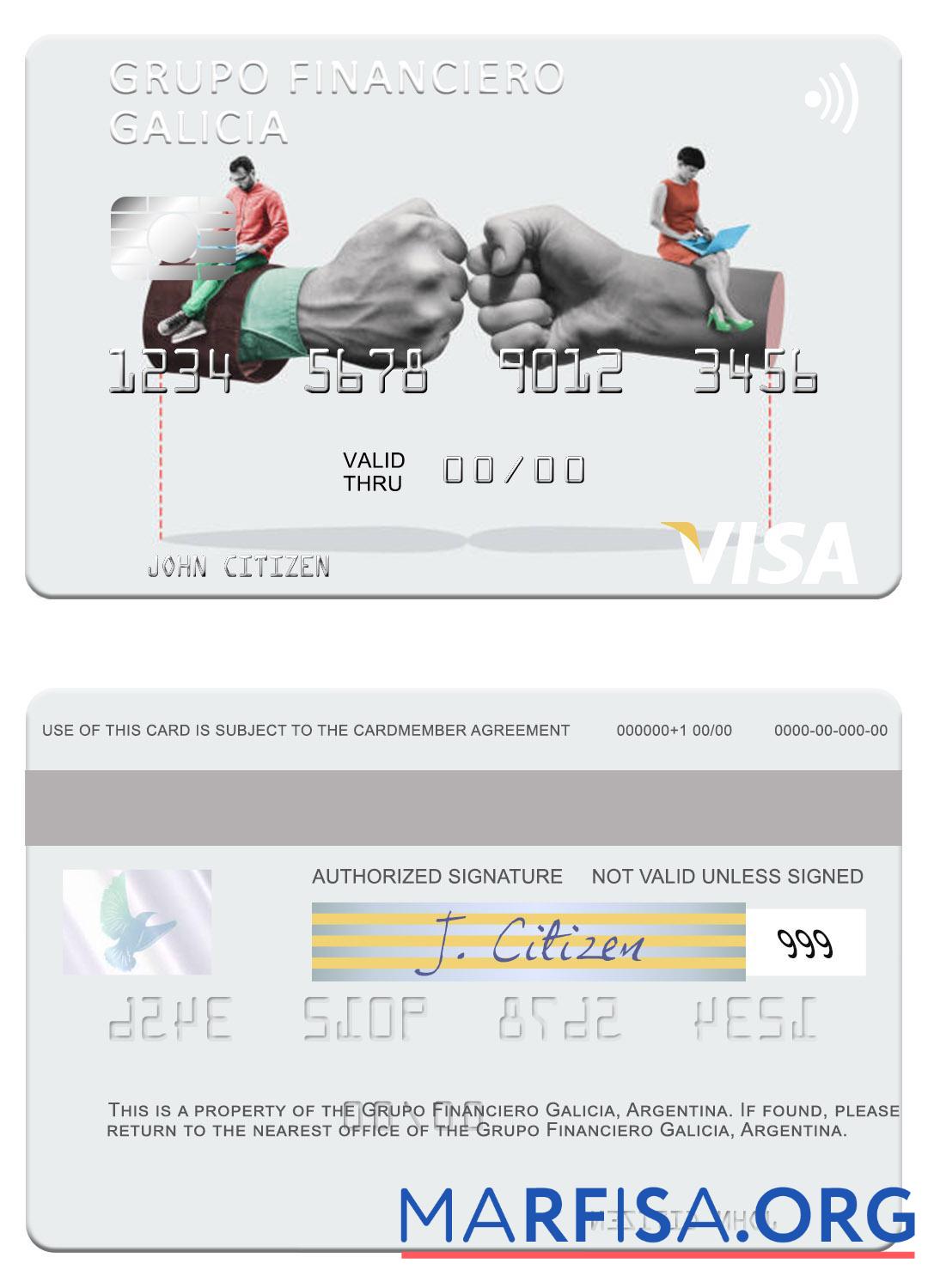 Blank Argentina Grupo Financiero Galicia visa card template